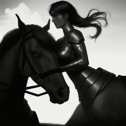 woman warrior on horse
